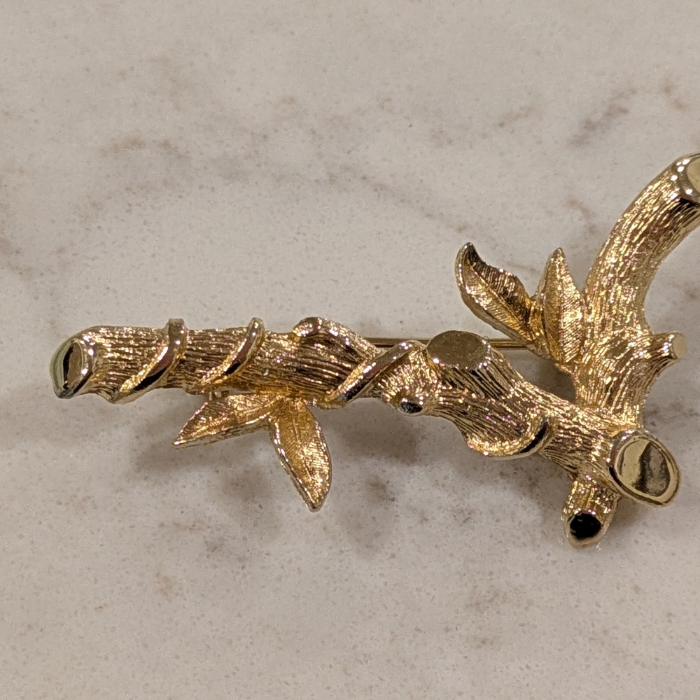 Vintage Brooch Gold Tone Bamboo Brooch Signed Sarah Coventry Brooch